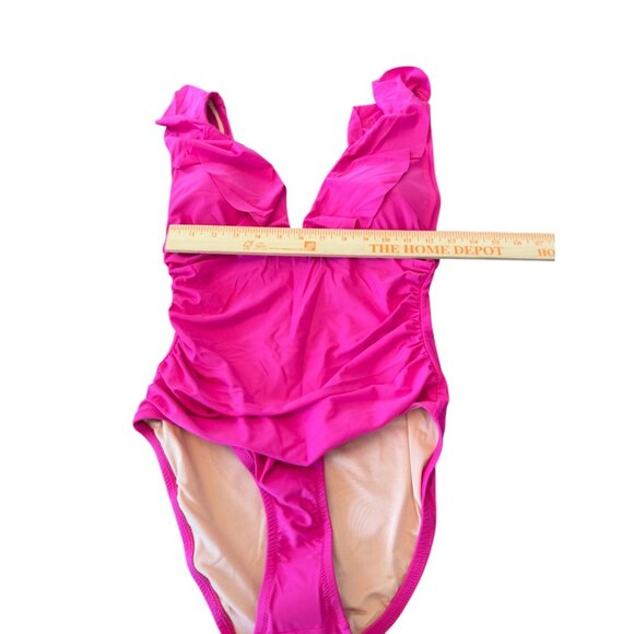 **NWT** J. Crew Pink Ruffle One Piece Swimsuit size 10 - Picture 8 of 9